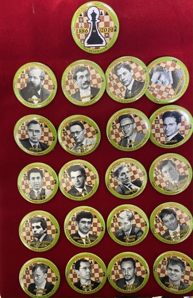 World champions. A complete set of 21 badges.