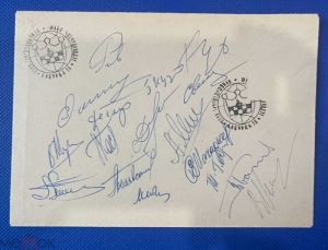 The envelope. Stamps of the World Championship match. Autographs: Tal, Kasparov, Geller, Belyavskiy and many others.