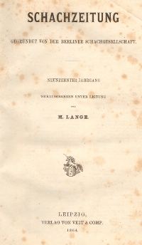 (Deutsche) Schachzeitung. 19. Jahrgang 1864